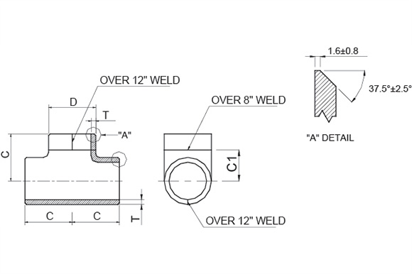 Straight Tee reference drawing
