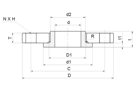 Composite Slip-On Flange reference drawing