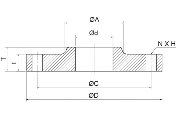 Slip-On Flange 150LB & 300LB reference drawing
